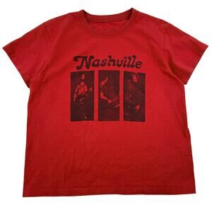 John Galt Nashville Graphic T-Shirt Red Cotton Band Tee Style Brandy Melville